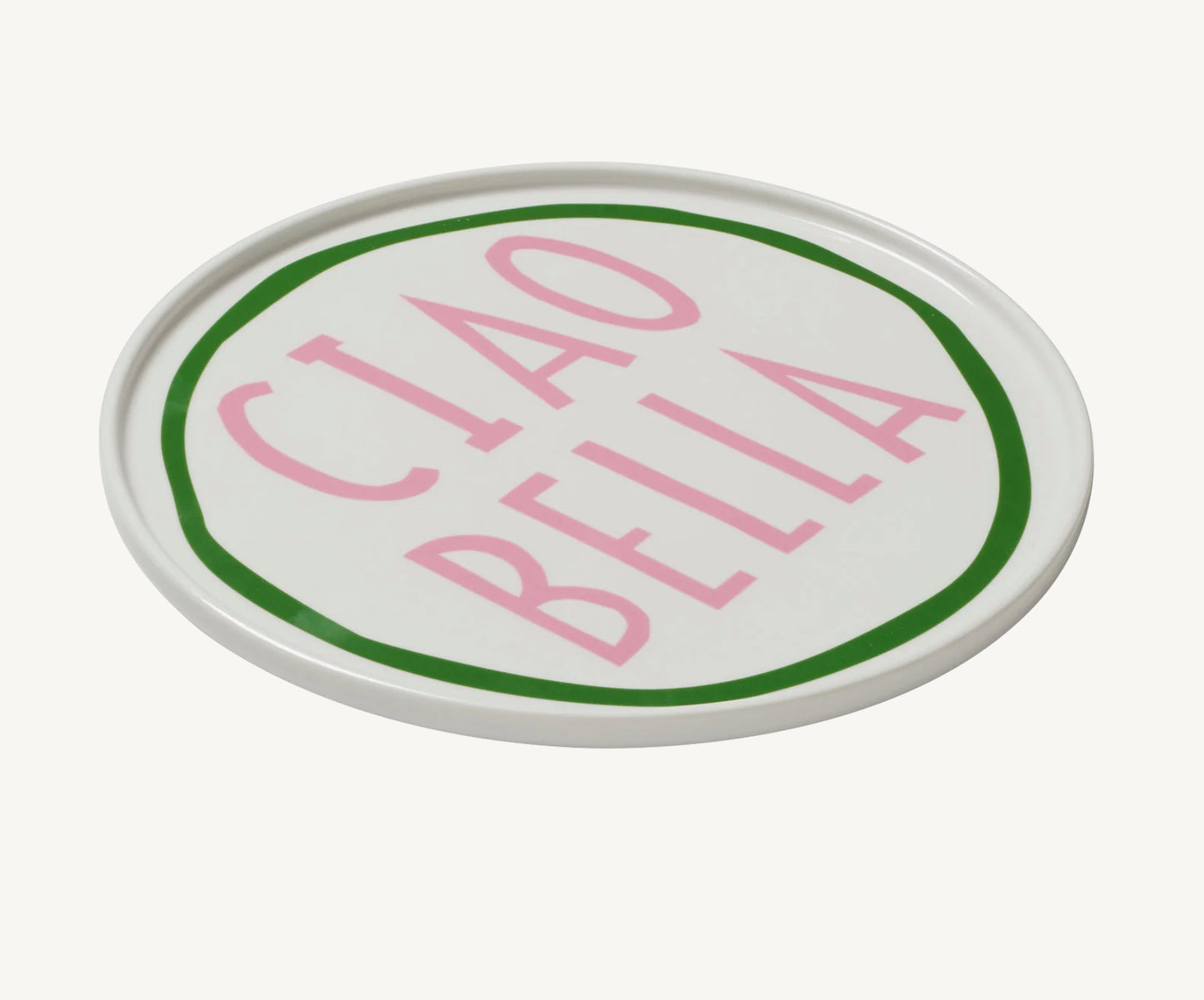 Plate ~ Pink Ciao Bella ~ Pink Green Border
