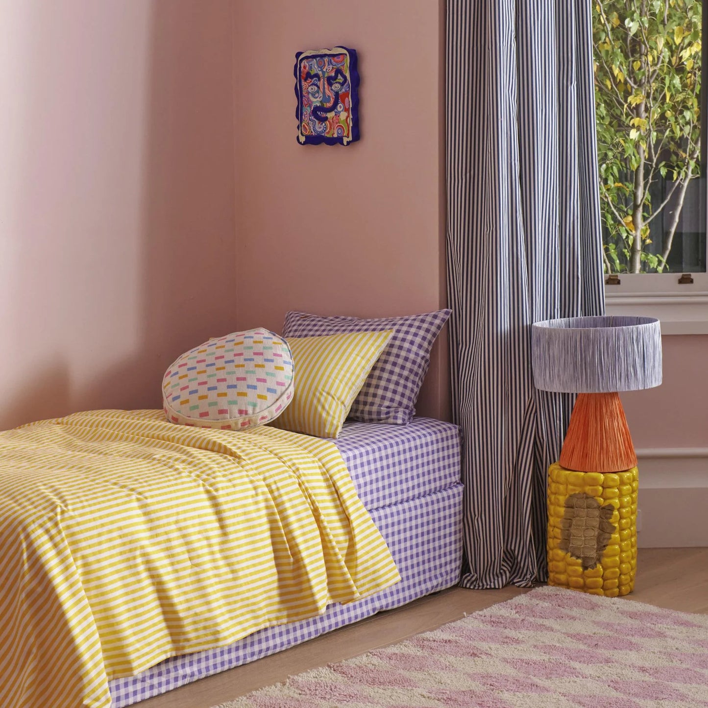Raffia Lamp ~ Lilac and Tangarine