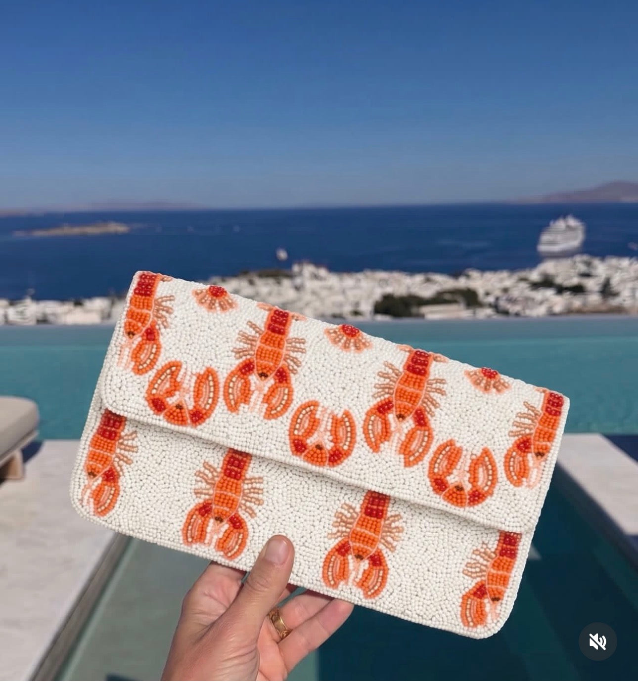Lobster Beaded Clutch