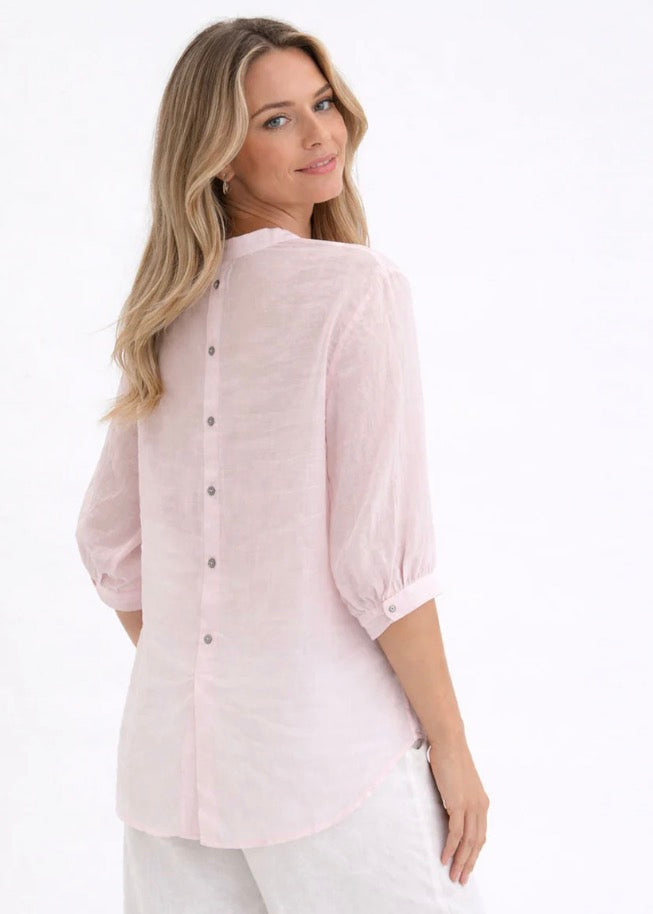 Aurora Linen Blouse ~ Ballet Pink