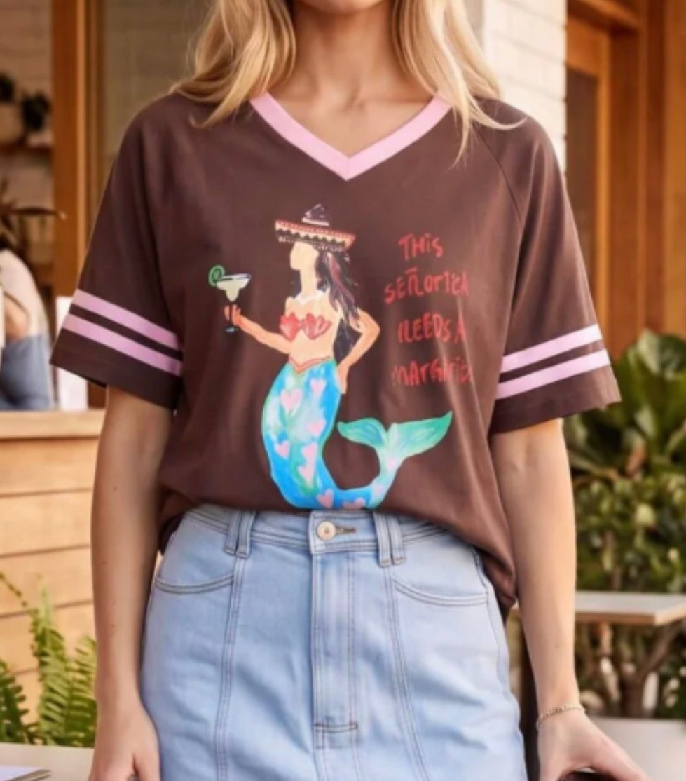 This Señorita Needs a Margarita Tee - Chocolate - Oversized