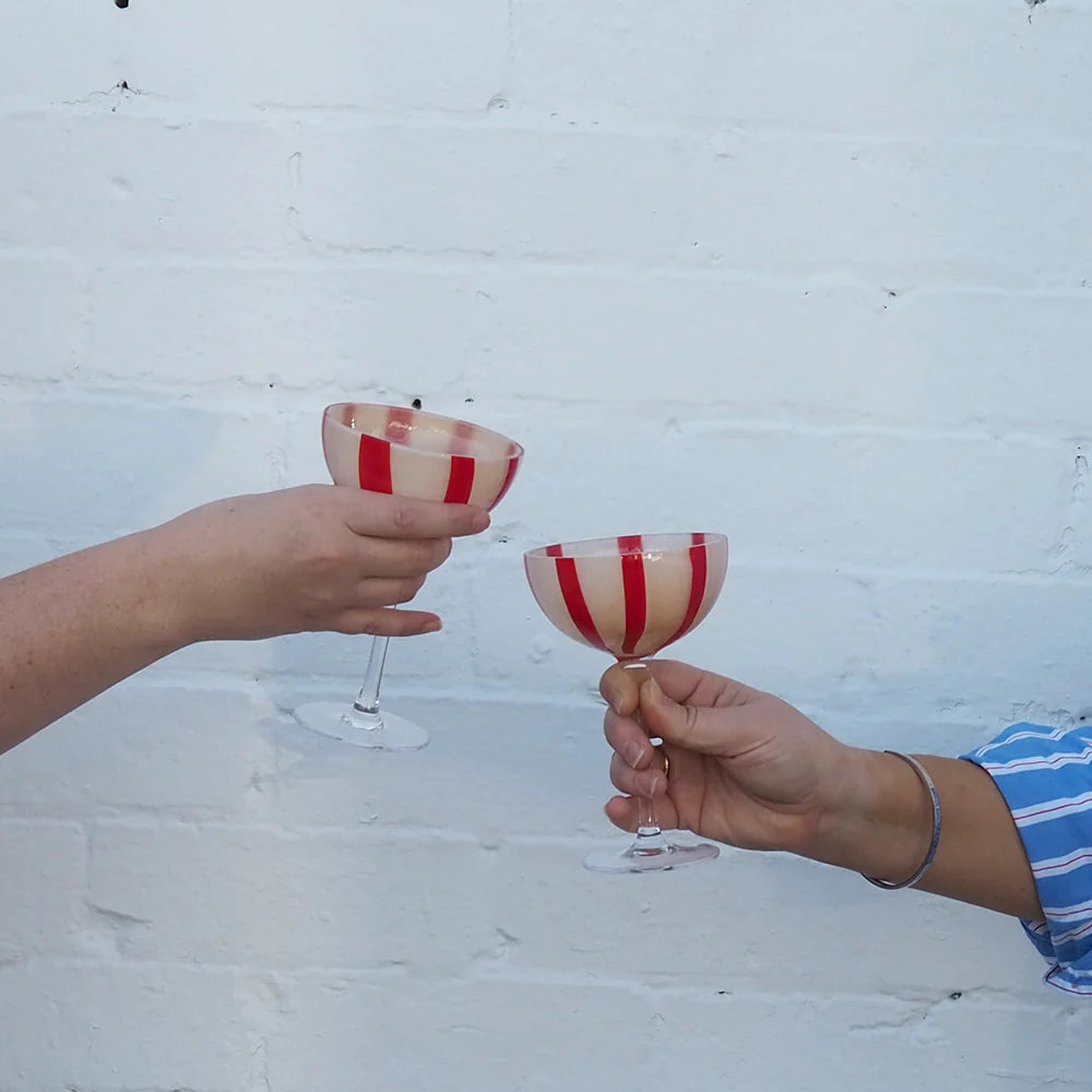 Apertivo Coupe Glass ~ Red/Pink