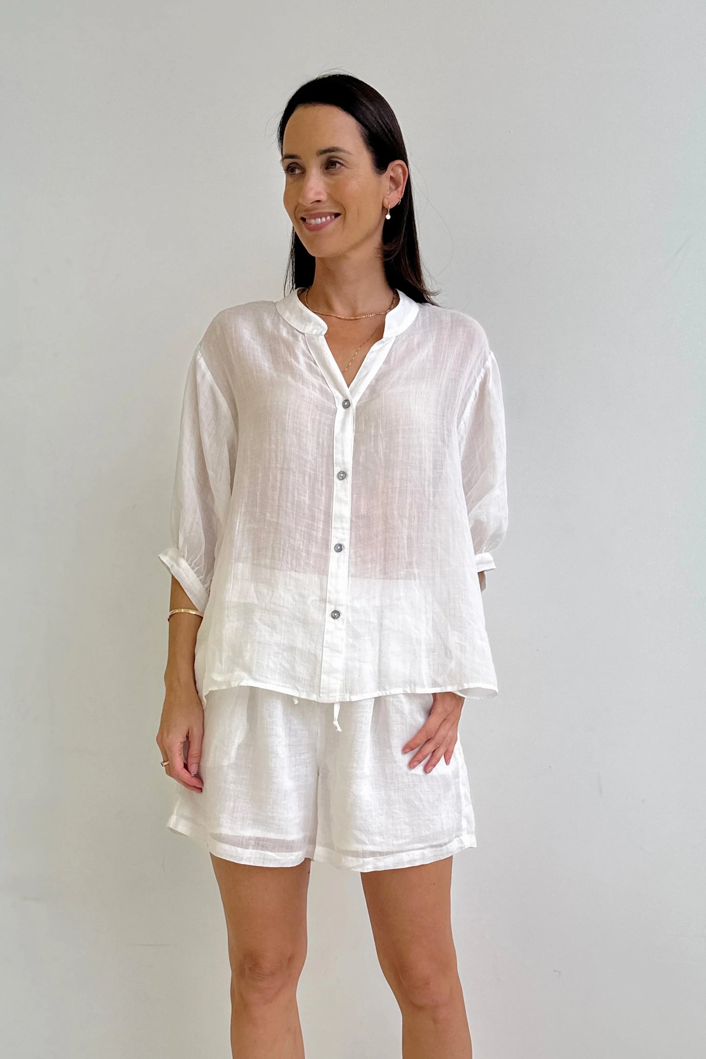 Aurora White Linen Blouse