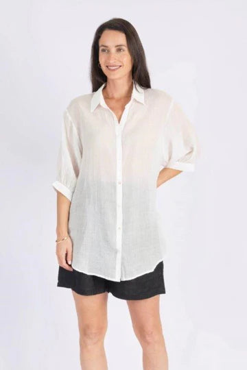 Athena Linen Blouse ~ White