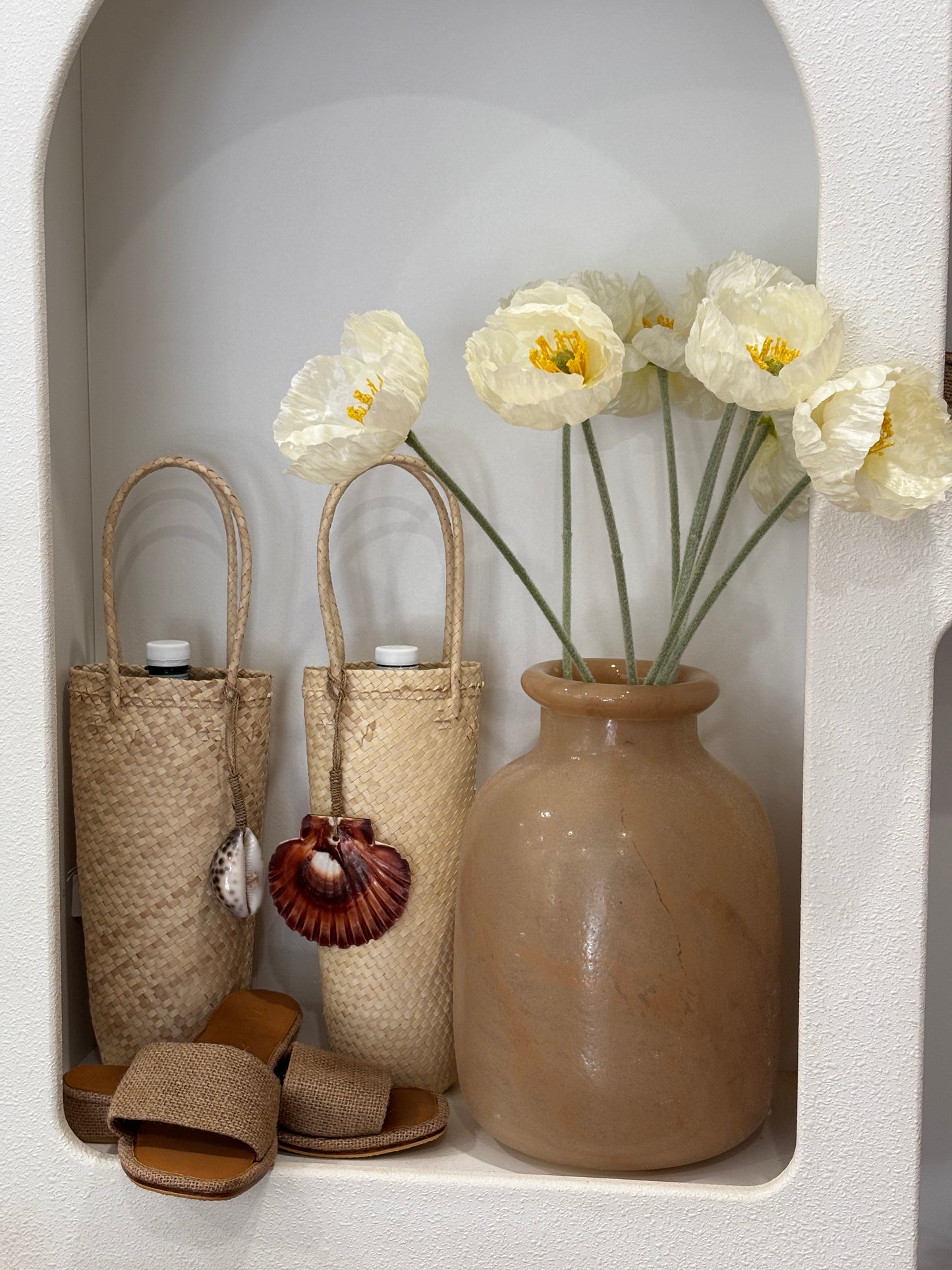 Faux Poppy Stem ~ White