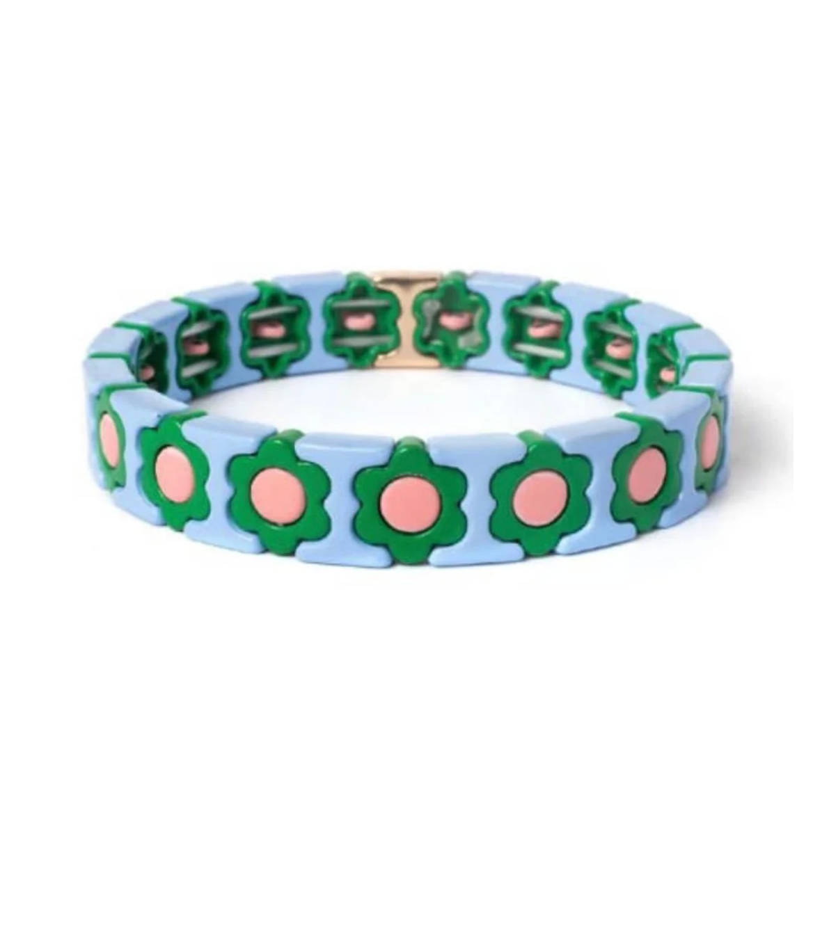 Daisy Chain Bracelet - Blue, Green, Peach