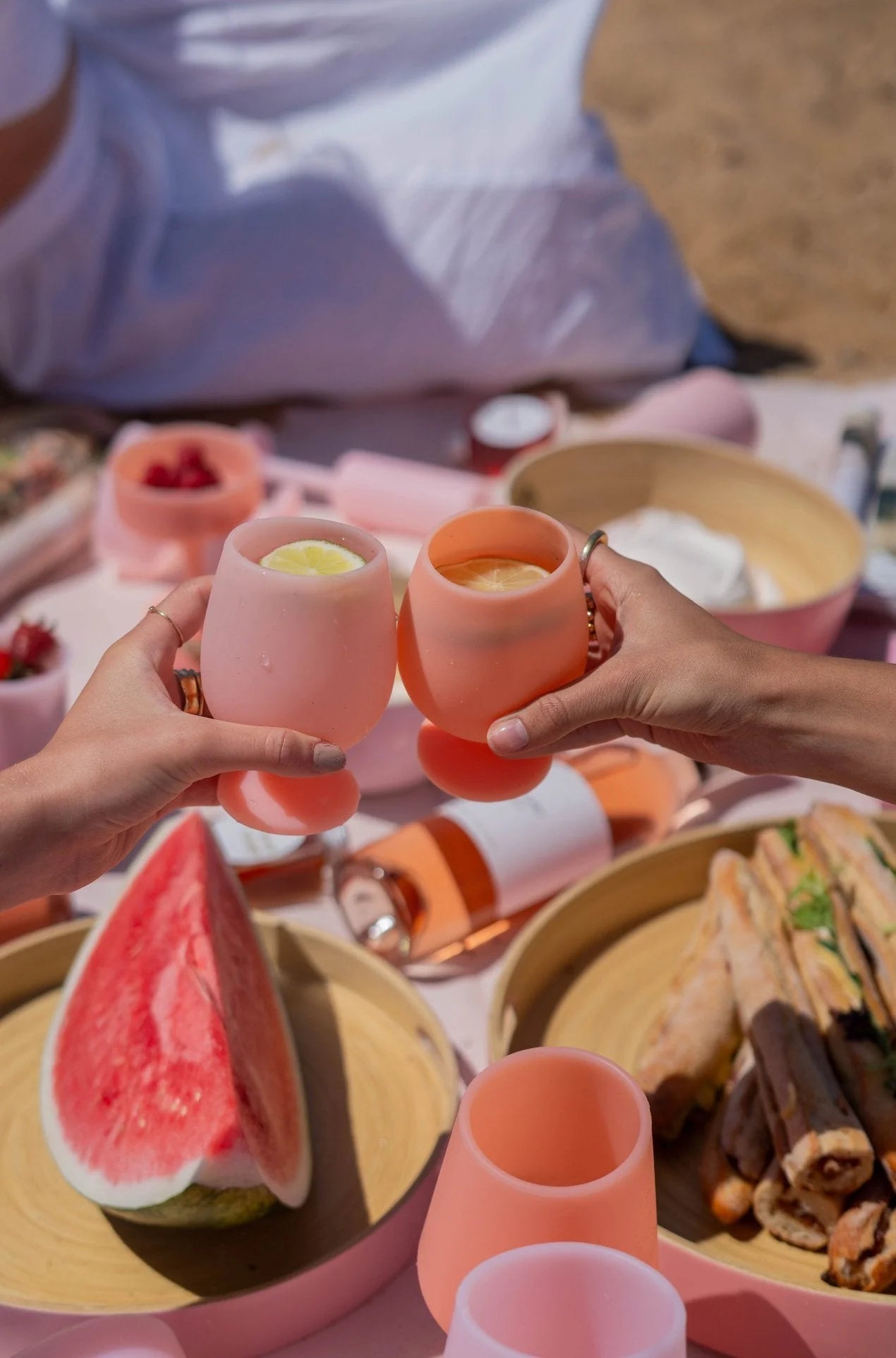 Port green - peach + petal | stemm | silicone unbreakable wine glasses