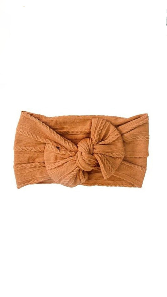 Knit Baby Bow Headband - Rust