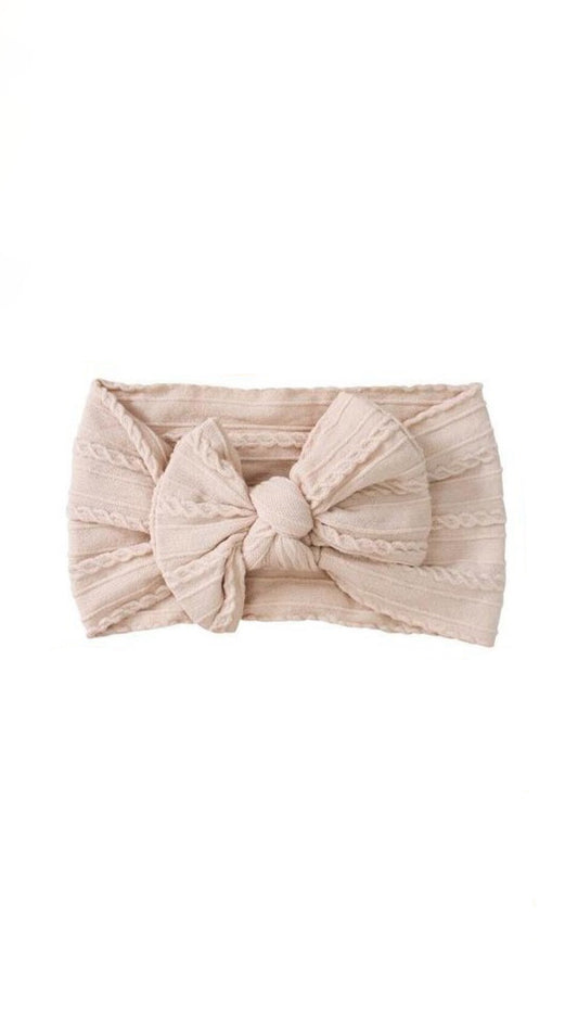 Knit Baby Bow Headband - Sand