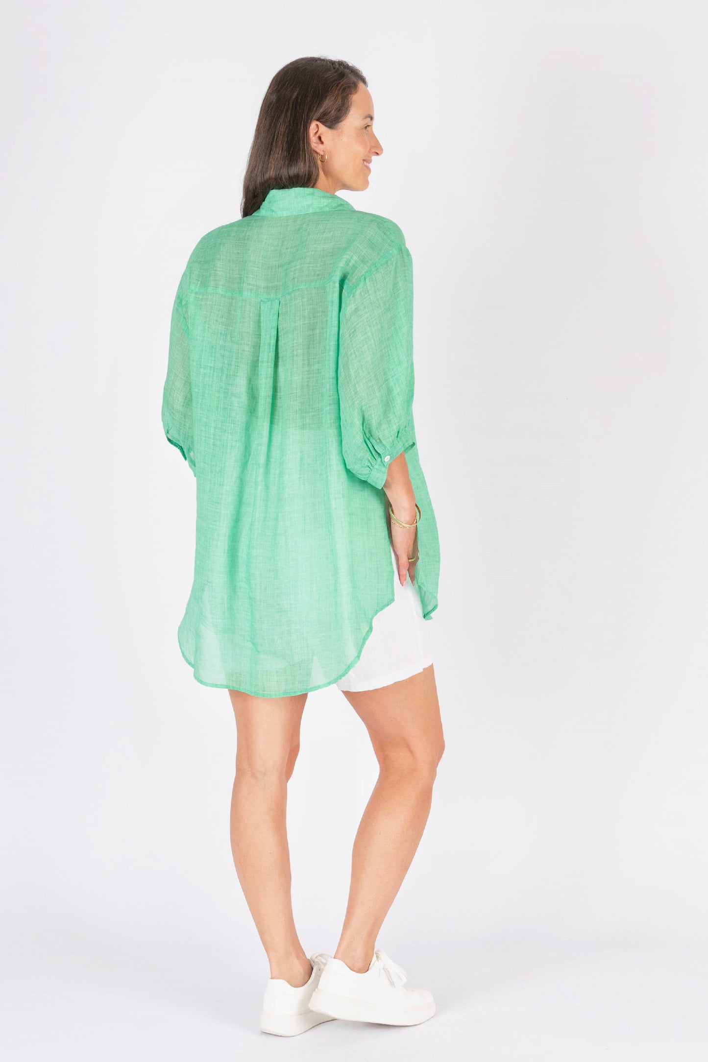 Athena Linen Blouse ~ Spring Green