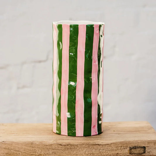 Large vase - Dark green and pink