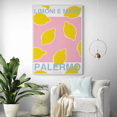 Palermo Lemon Print 84x119 cm / Framed Print (White)
