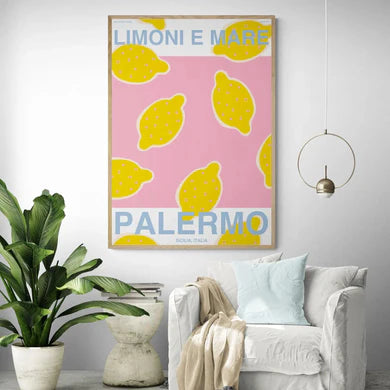 Palermo Lemon Print 84x119 cm / Framed Print (White)