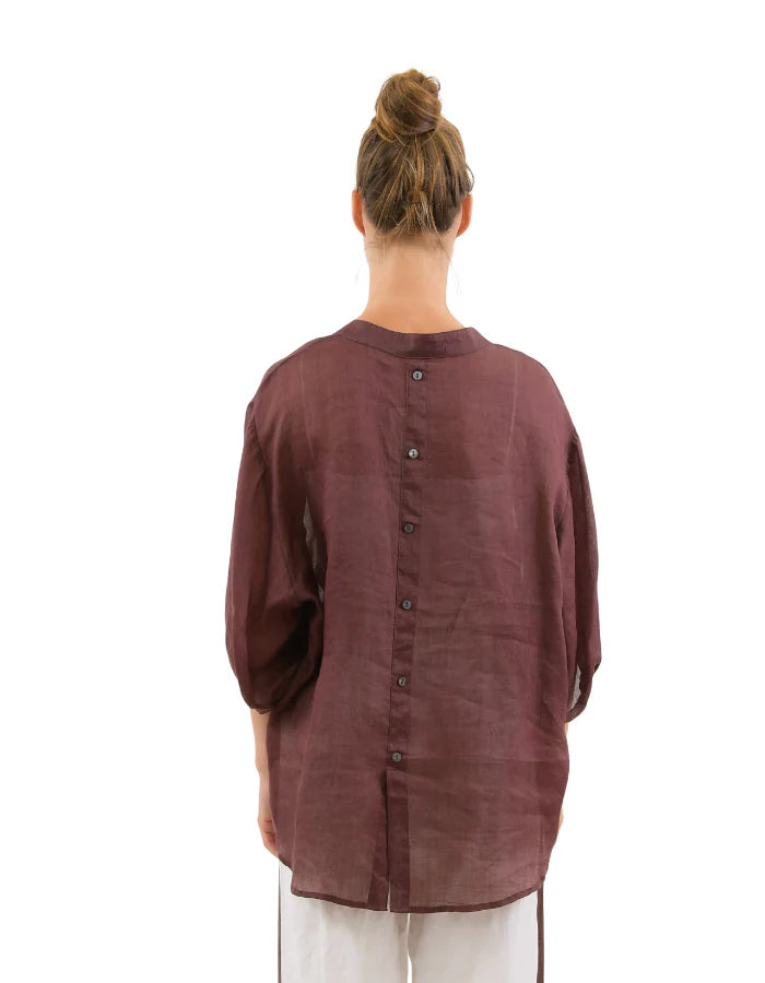 Aurora Linen Blouse-Choco