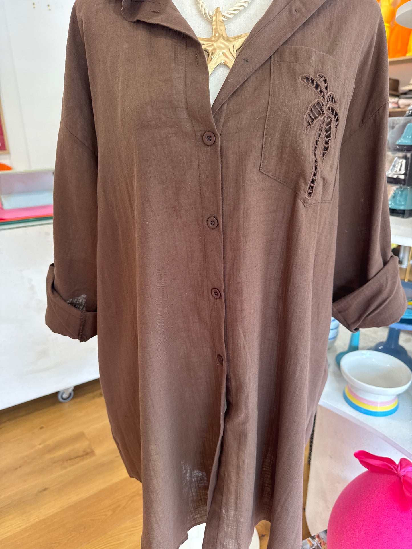Espresso Palm Shirt Dress