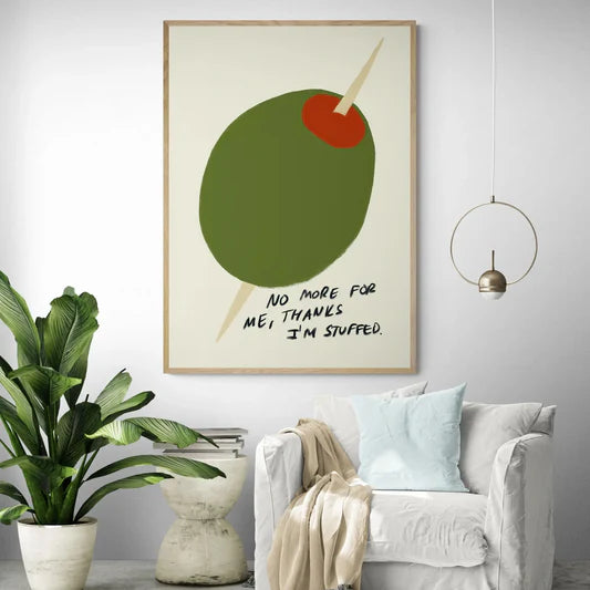 Stuffed Olive | Byalmaklub AO 84x119 cm / Framed Print (Natural Timber)