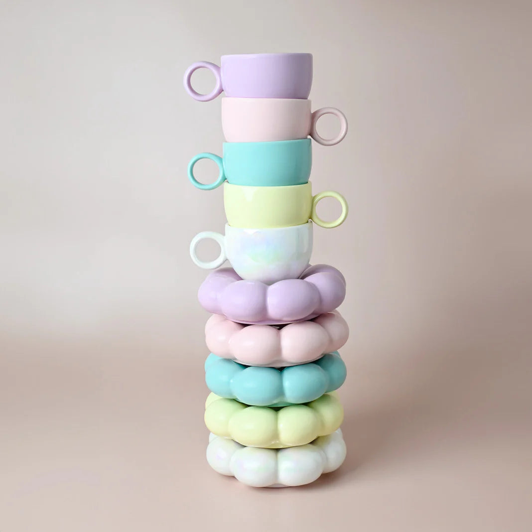 Flower Cup and Saucer Set ~ Pearl White