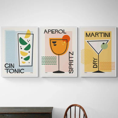 Aperol Spritz Set of 3 A1 60x84 cm / Framed Print (Natural Timber)