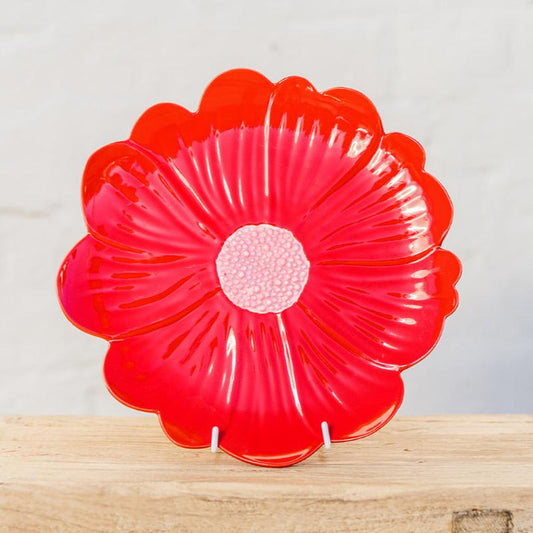 Plate ~ Daisy ~ Red and Pink
