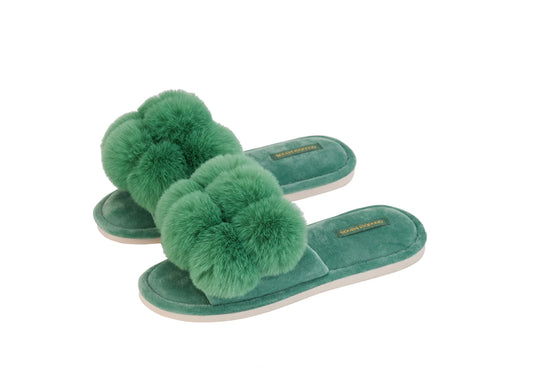 Pom Pom Slippers ~Emerald