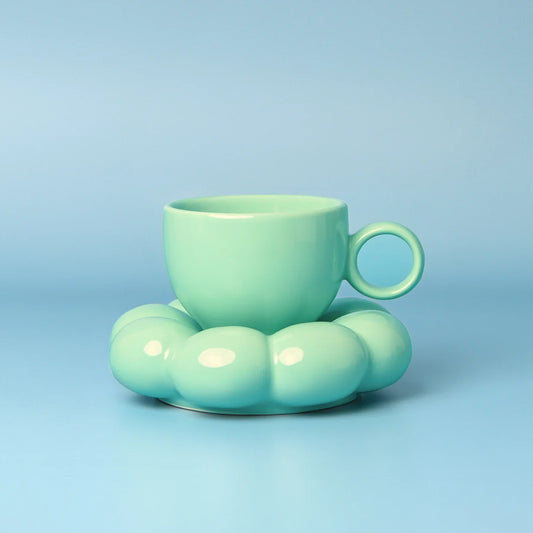 Flower Cup and Saucer Set ~ Green
