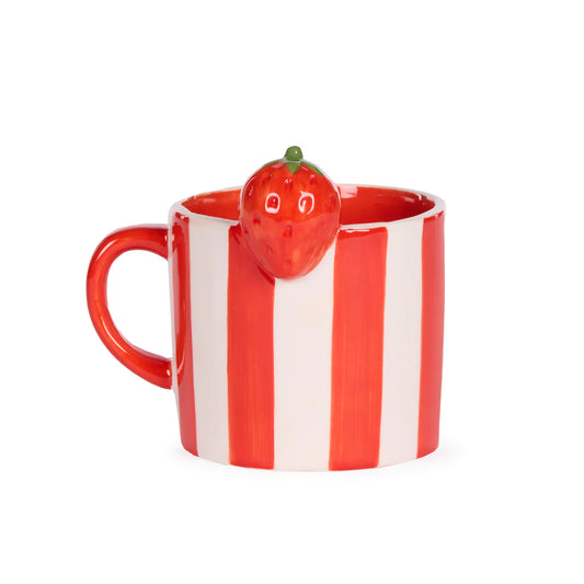 Red Stripe Strawberry Mug