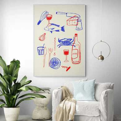Food & Wine | Byalmaklub A0 84x119 cm / Framed Print (Natural Timber)