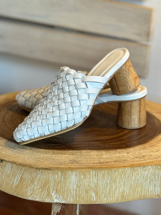 Ladies White Leather slides