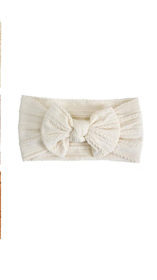 Knit Baby Bow Headband - Cream