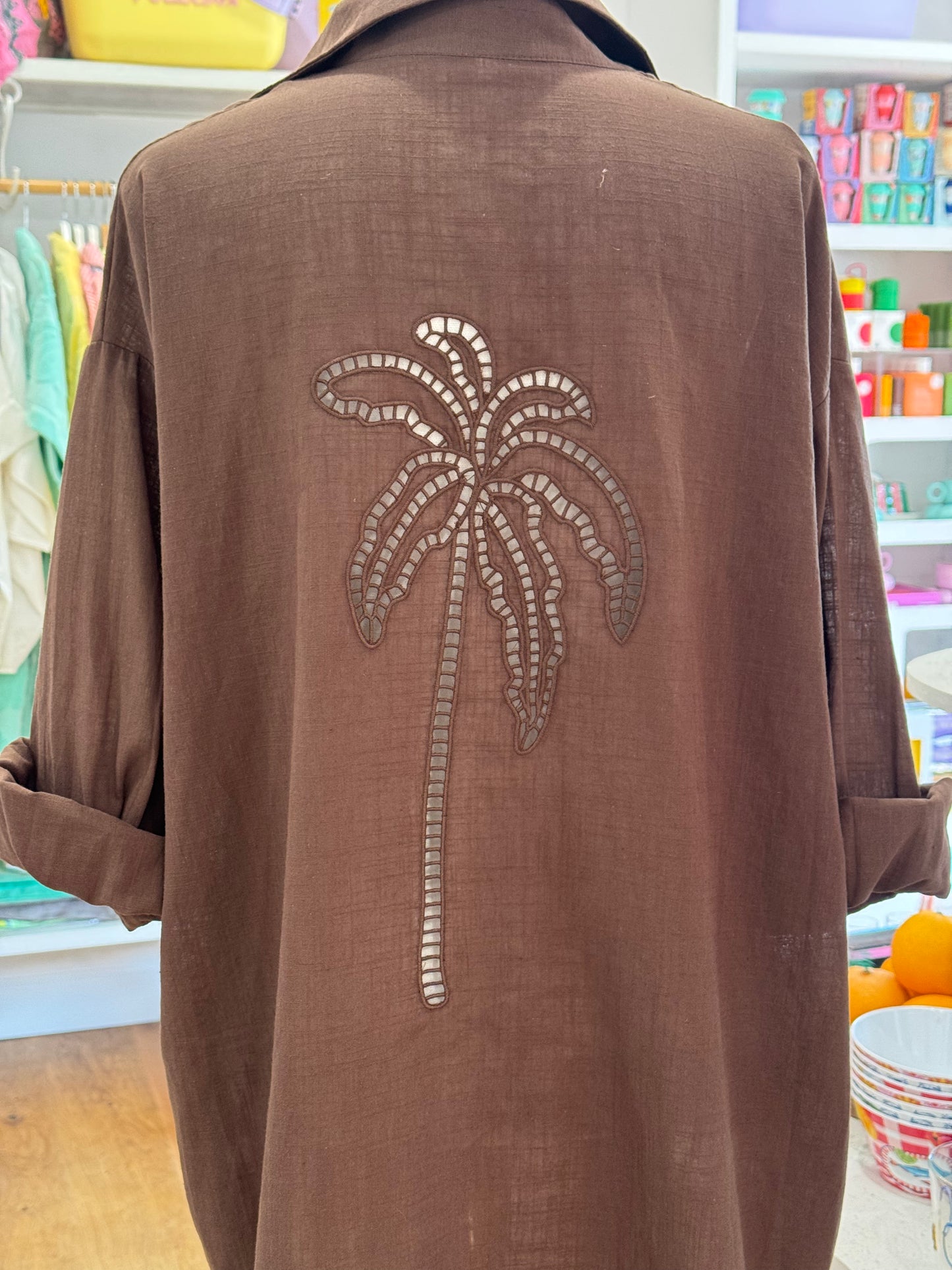 Espresso Palm Shirt Dress