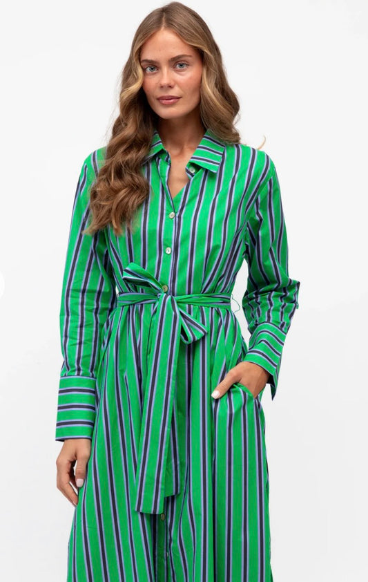 Striped Dress~ Navy & Green.