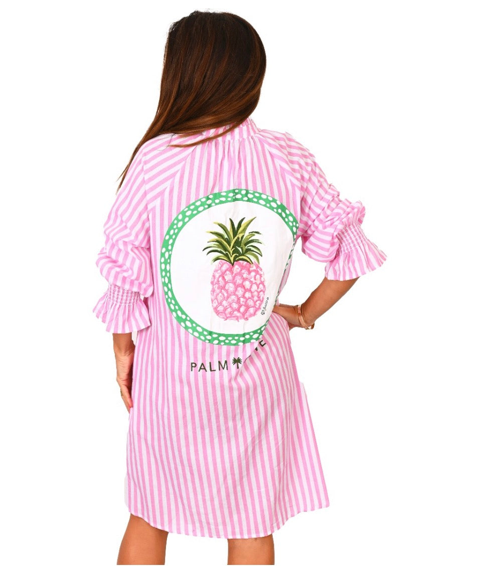 Pink Pineapple Shirt Dress