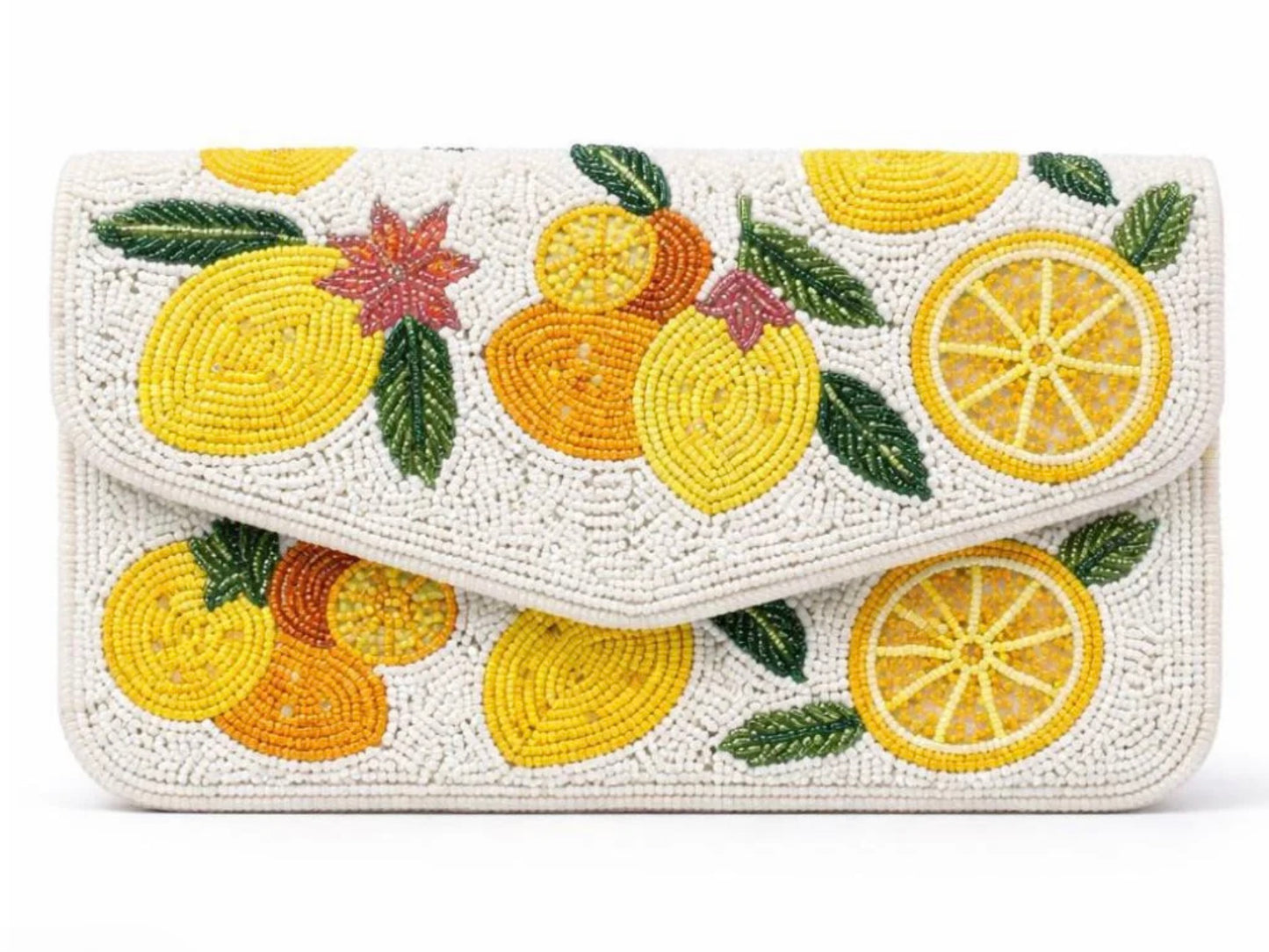 Lemon Beaded Clutch