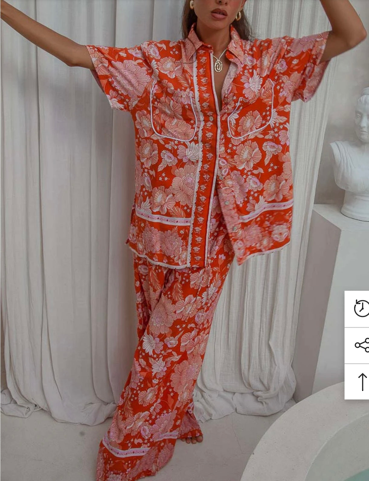 Coral Floral Pants
