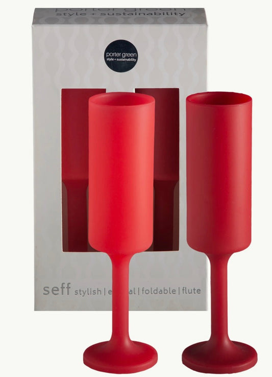 Porter Green Silicone -Cranberry/Red Champagne Flutes