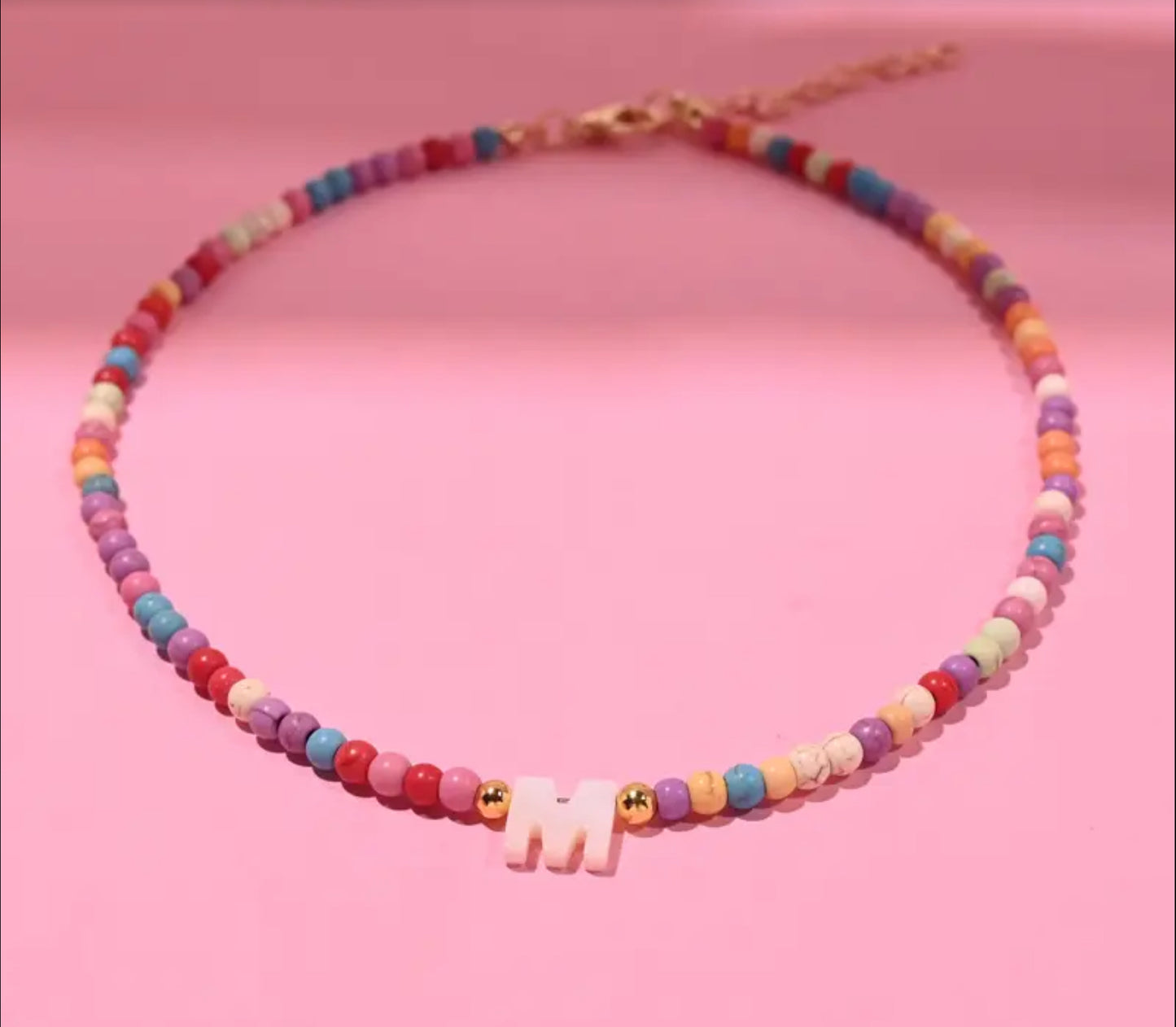 Beaded Initial Necklace ~ Multi Colour