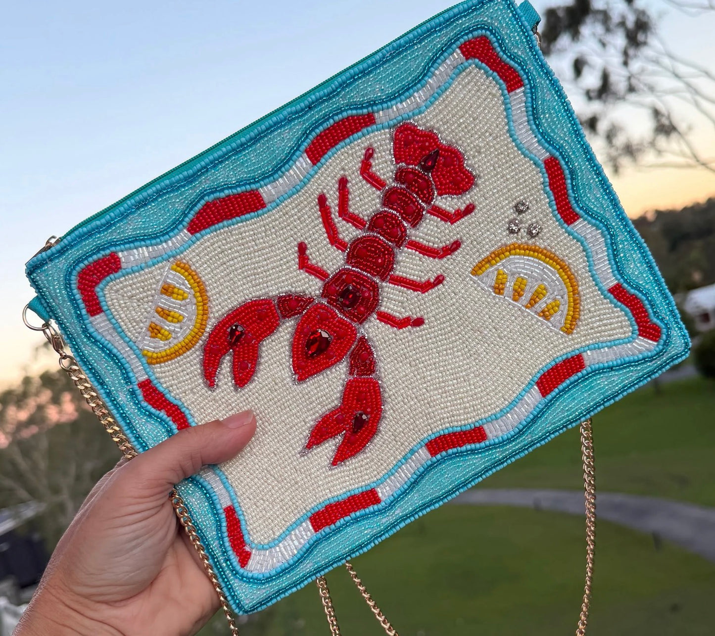 Lemon Lobster Beaded Clutch ~ 🍋🦞