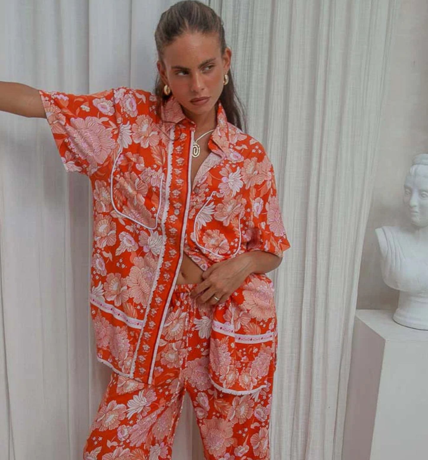 Coral Floral Blouse