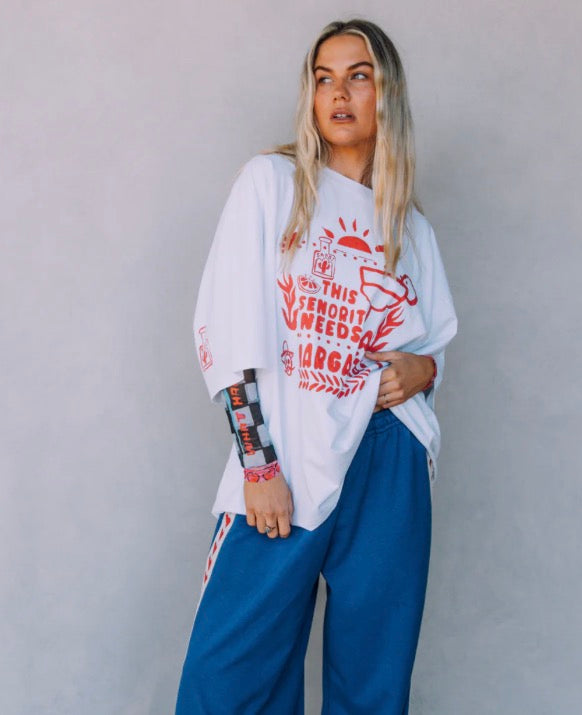 The Very Oversized Margie Tee  White/Red SABBI