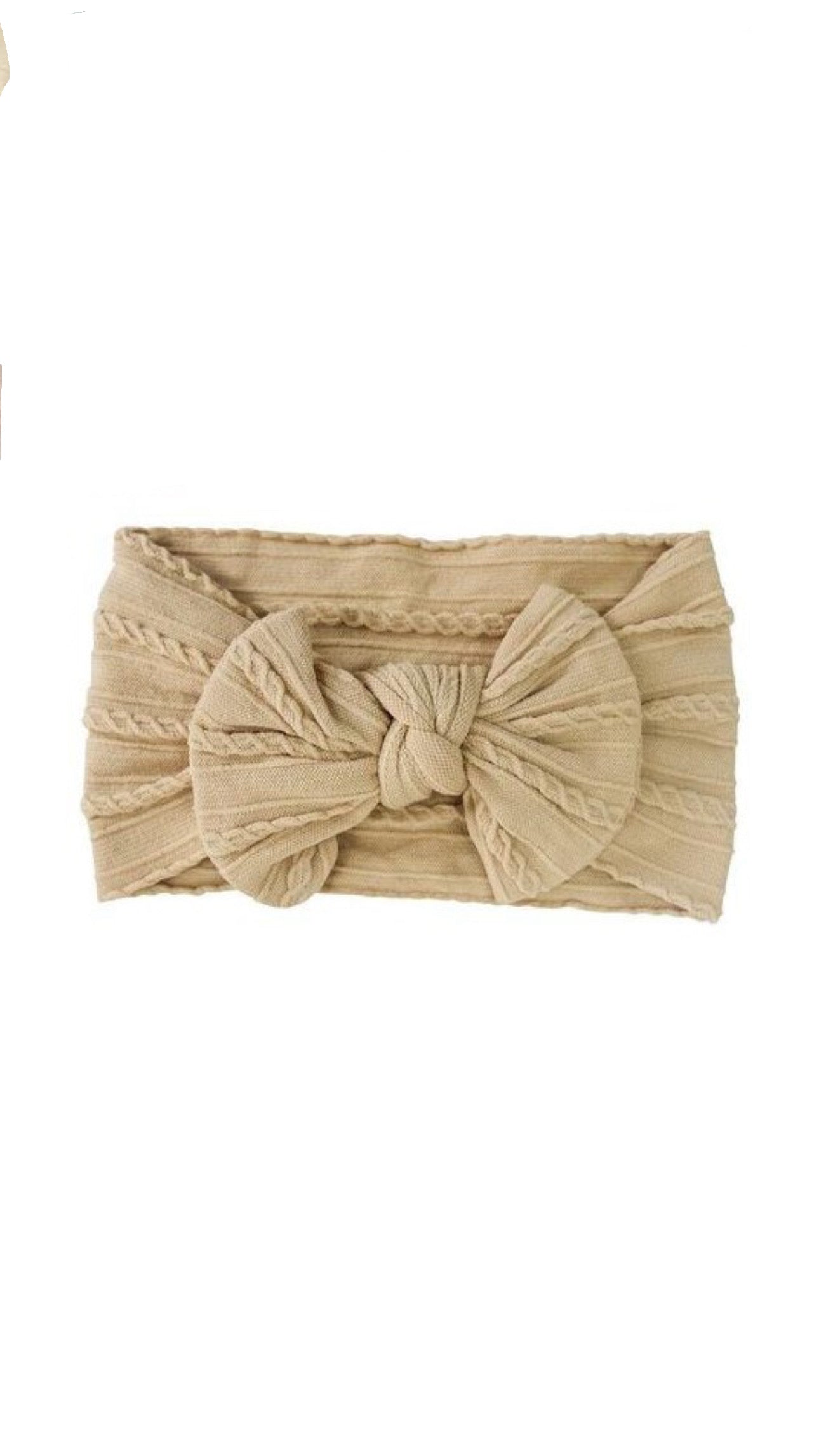 Knit Baby Bow Headband - Beige