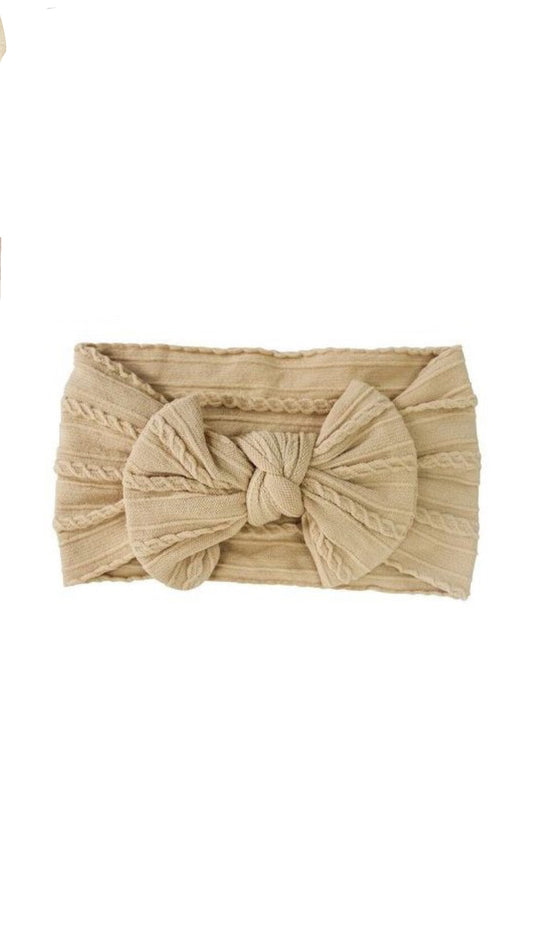 Knit Baby Bow Headband - Beige