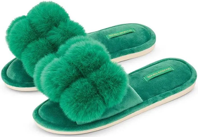 Pom Pom Slippers ~Emerald