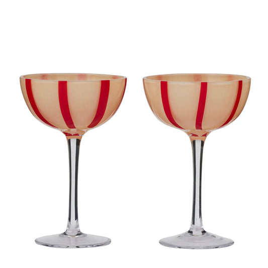 Apertivo Coupe Glass ~ Red/Pink