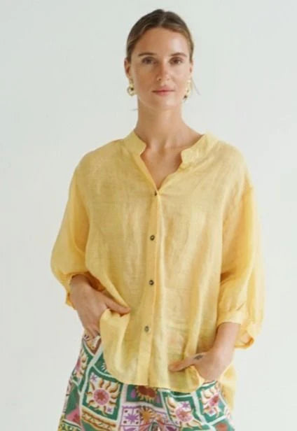 Aurora Lemon Linen Blouse