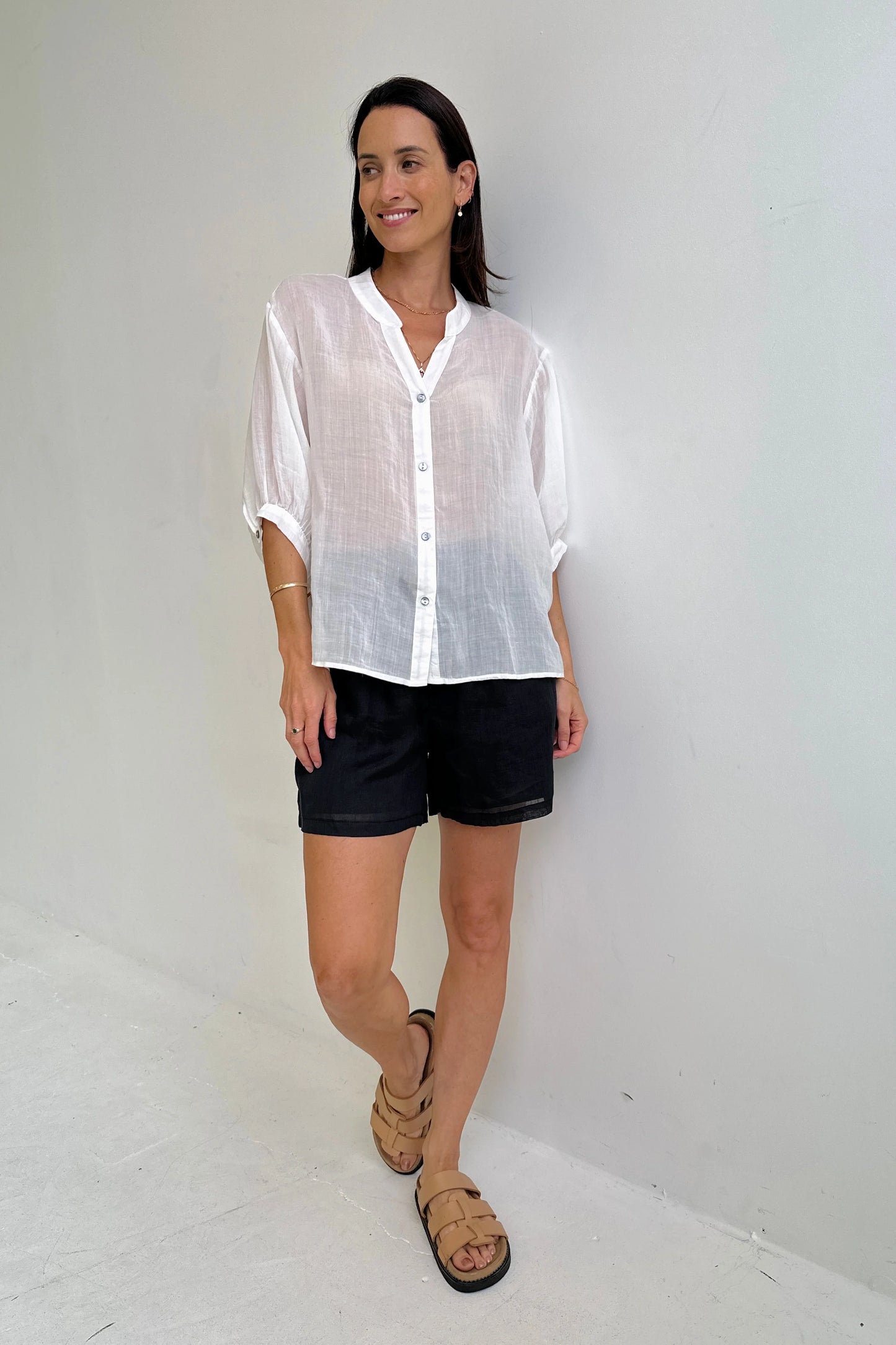 Aurora White Linen Blouse