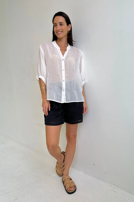 Aurora White Linen Blouse