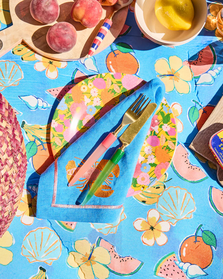 Lobster Embroidered Napkin Set ~ Linen 4