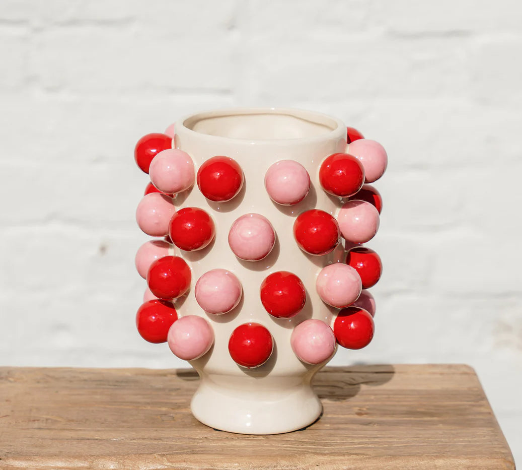 Small Bubble Vase ~ Red and Pink Balls