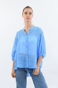 Aurora Linen Blouse ~ Sky Blue