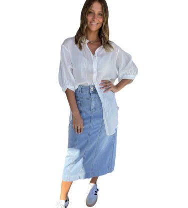 Athena Linen Blouse ~ White